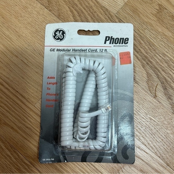 GE Phone Cord NEW 12 ft White Coiled Modular Handset Vintage - Picture 3 of 4